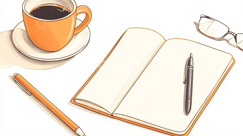 高清大图下载【趣麦麦图】咖啡与笔记本的静谧时光