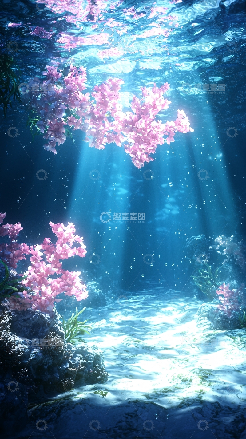 高清大图下载【趣麦麦图】海底樱花梦幻场景