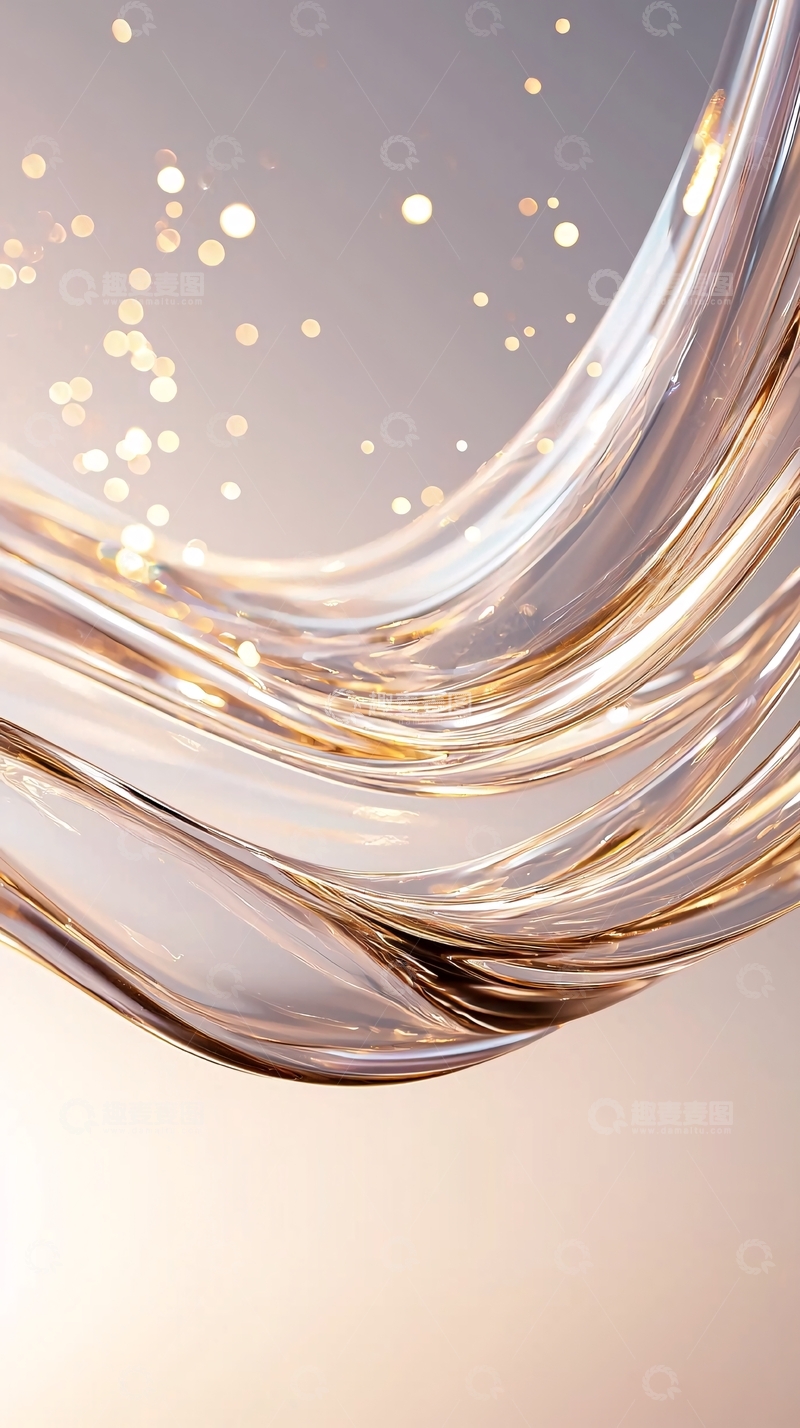 流动的液体与光点抽象艺术背景