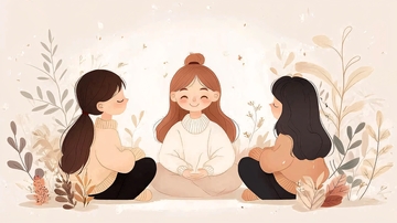 三个女孩在户外聊天