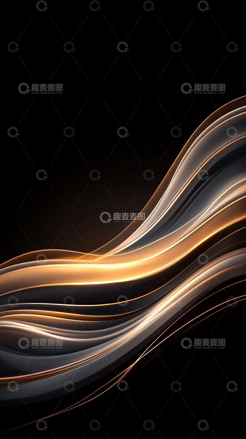 高清大图下载【趣麦麦图】金色波浪抽象艺术背景