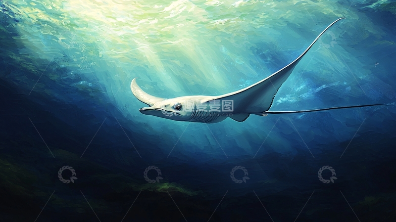 高清大图下载【趣麦麦图】深海巨鳐游弋