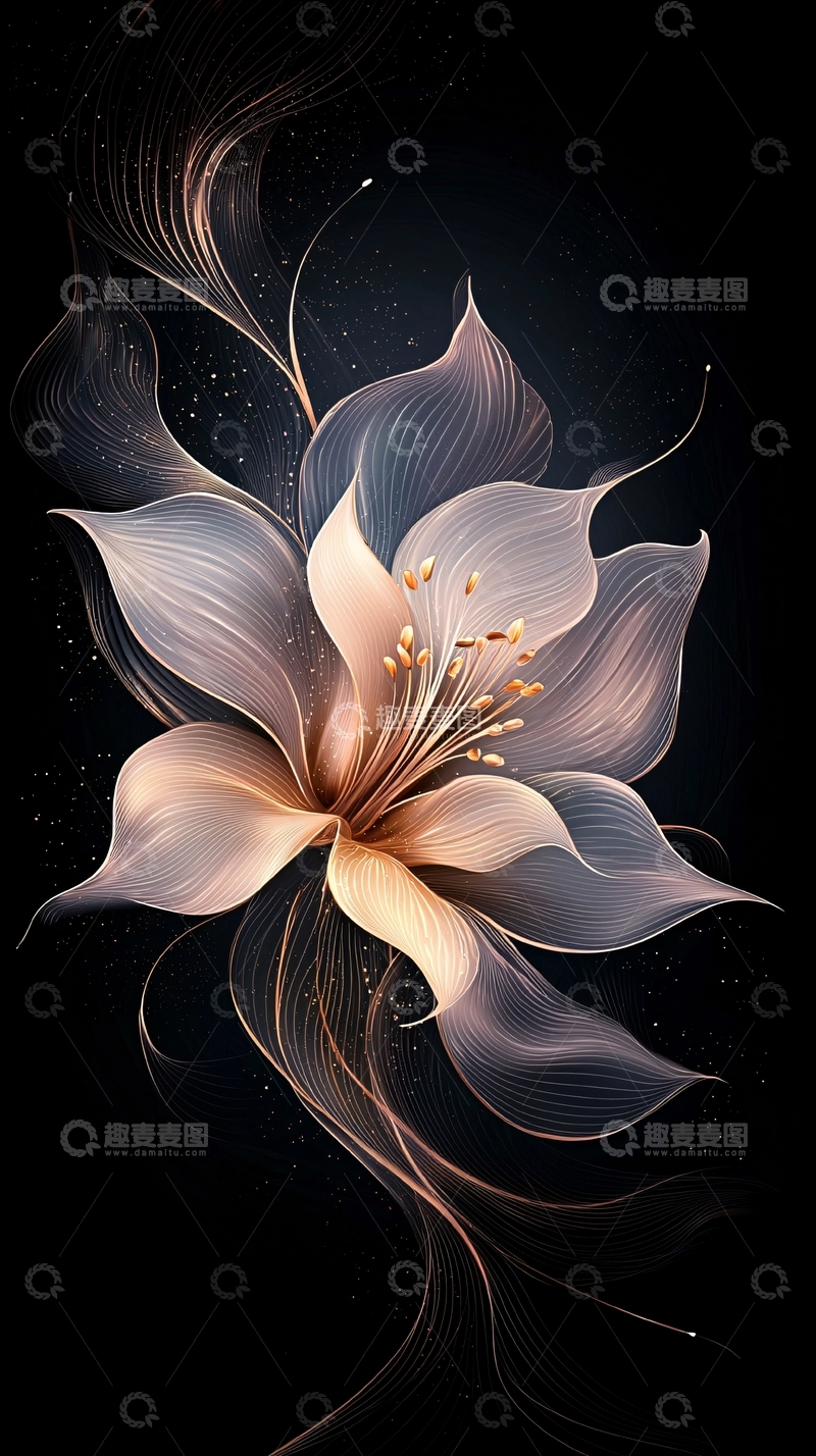 高清大图下载【趣麦麦图】梦幻百合花艺术插画