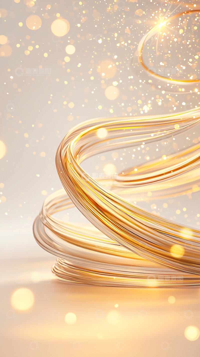 高清大图下载【趣麦麦图】金色丝带光效背景