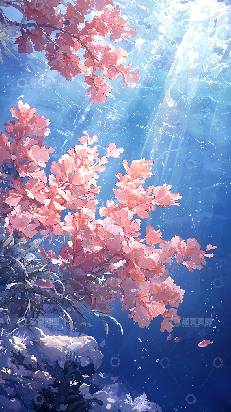 高清大图下载【趣麦麦图】海底珊瑚礁光影