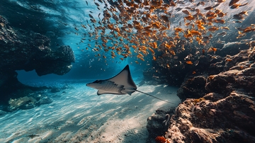 海底鳐鱼与珊瑚礁