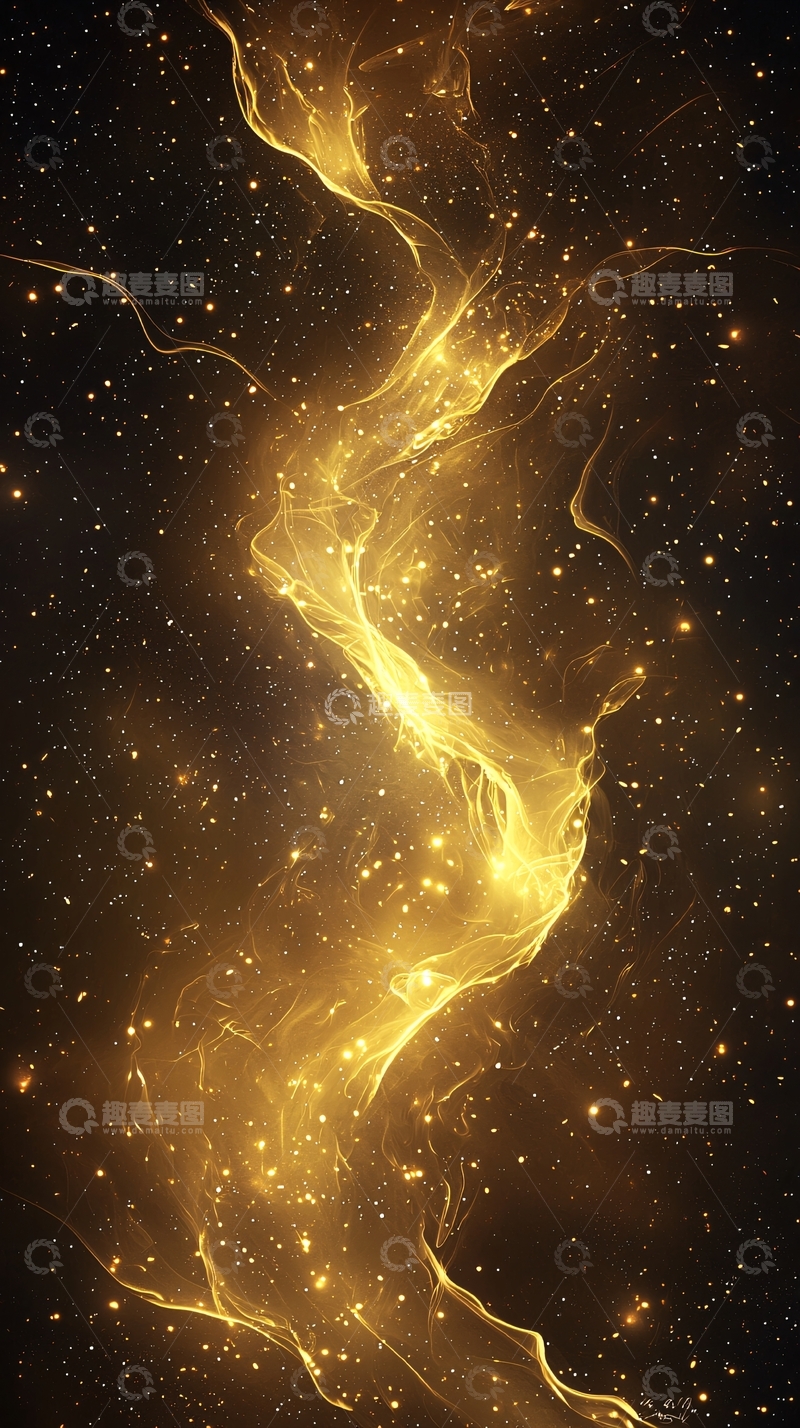 高清大图下载【趣麦麦图】金色星河流动光效背景