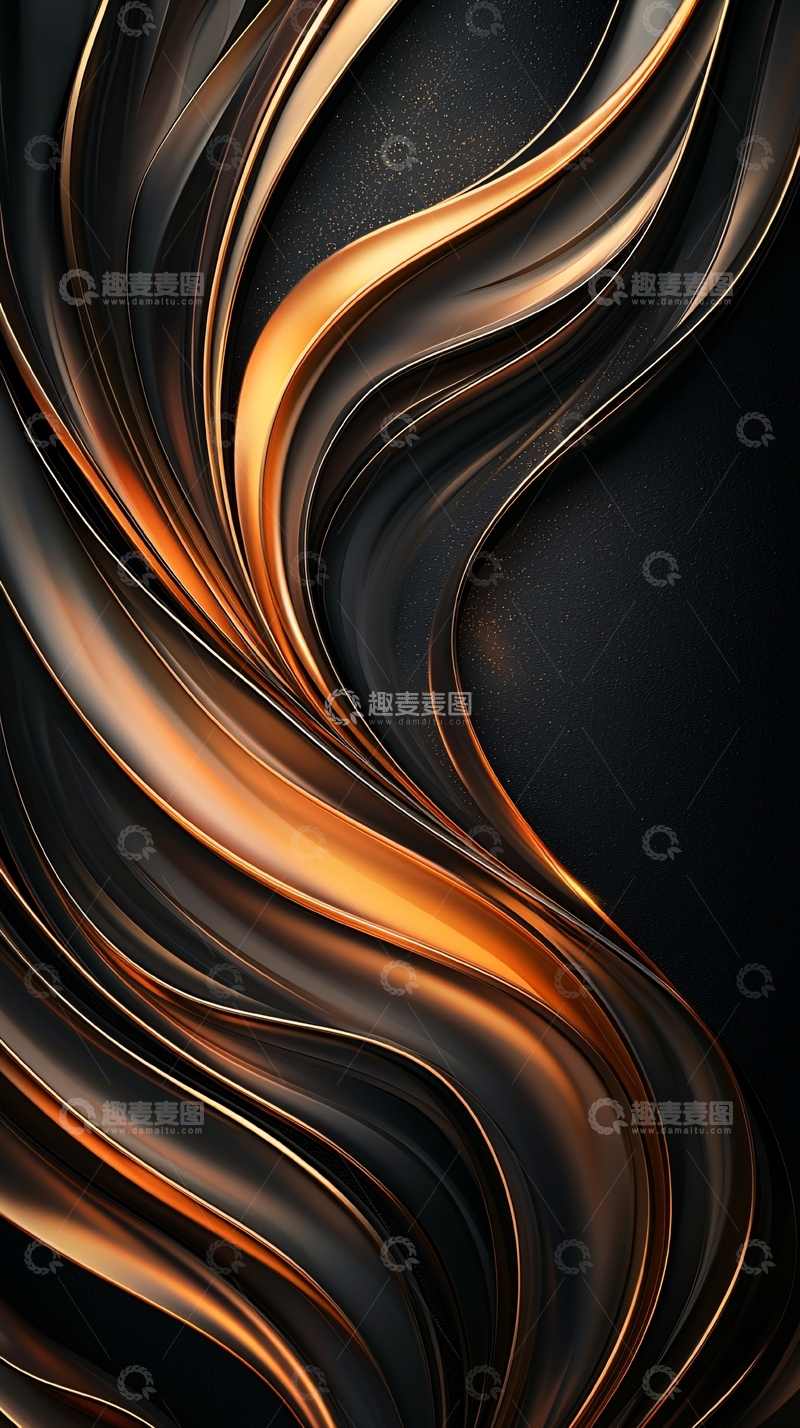 高清大图下载【趣麦麦图】金色波浪抽象艺术背景
