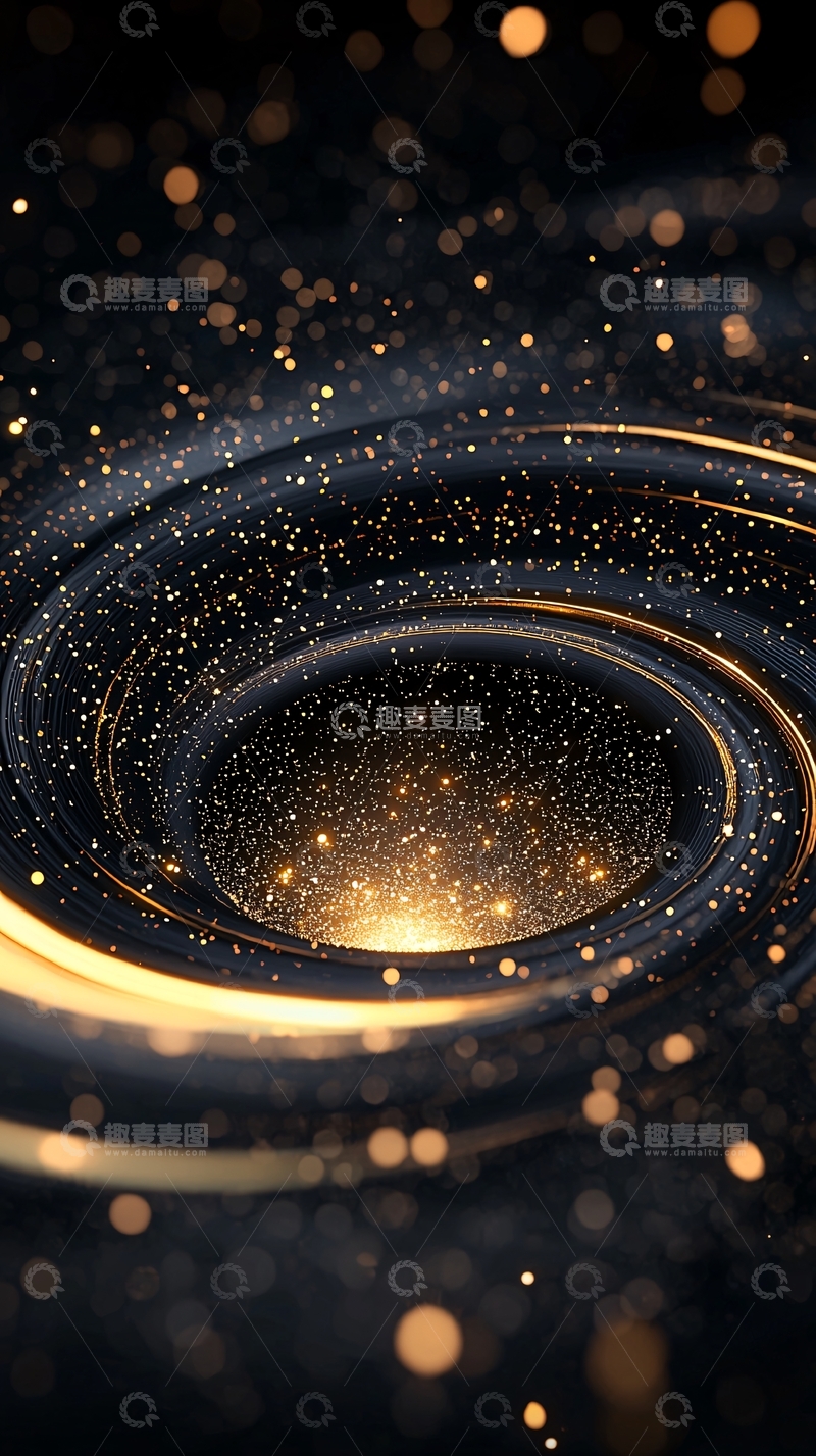 高清大图下载【趣麦麦图】金色光晕环绕星空背景