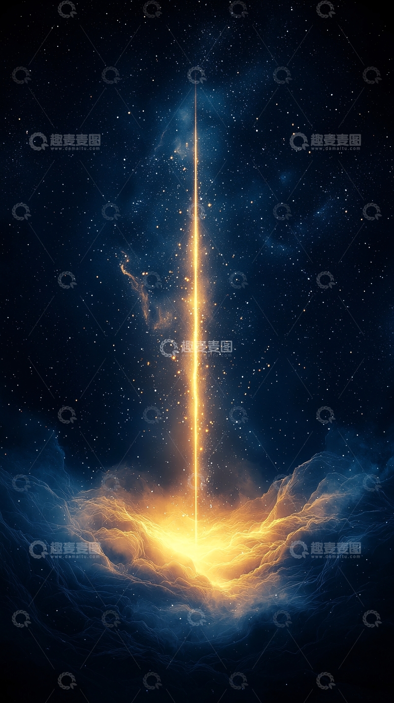 高清大图下载【趣麦麦图】宇宙光柱与星云