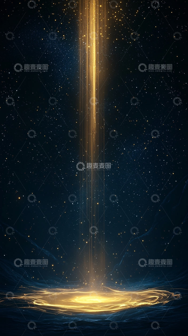 高清大图下载【趣麦麦图】星空中的金色光柱