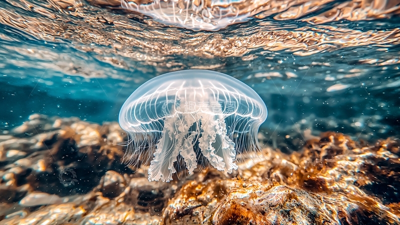 高清大图下载【趣麦麦图】水下透明水母自然风光