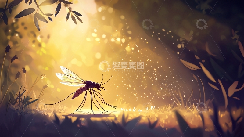 高清大图下载【趣麦麦图】夏日黄昏下的昆虫与光斑