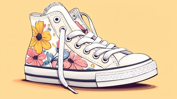 花卉图案高帮帆布鞋
