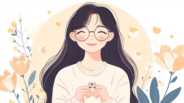 温馨微笑女孩插画素材