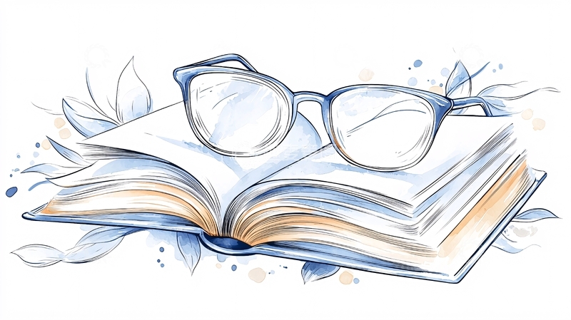 高清大图下载【趣麦麦图】眼镜与书籍的艺术插画