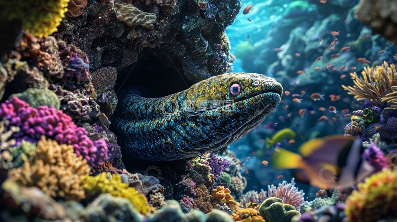 高清大图下载【趣麦麦图】海底巨兽：色彩斑斓的海洋生物
