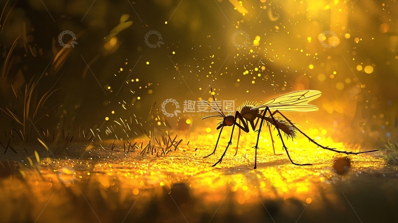 高清大图下载【趣麦麦图】夏日黄昏下的蚊子