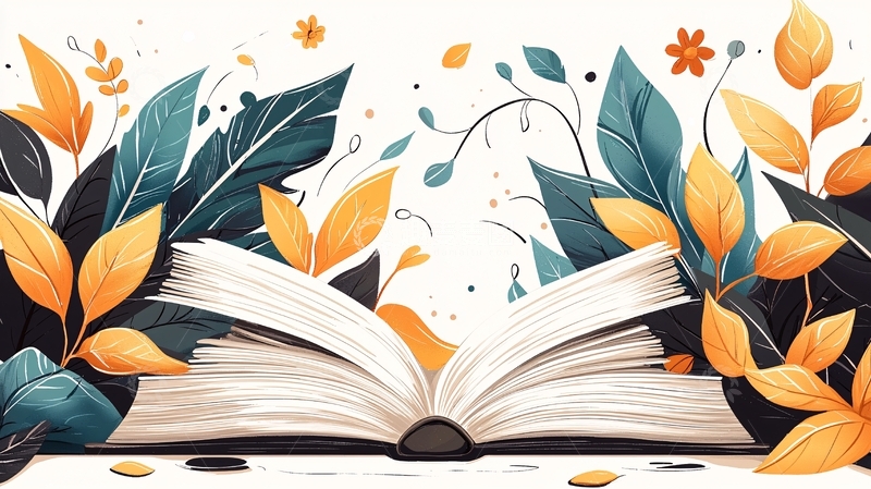 高清大图下载【趣麦麦图】秋日书香与自然元素