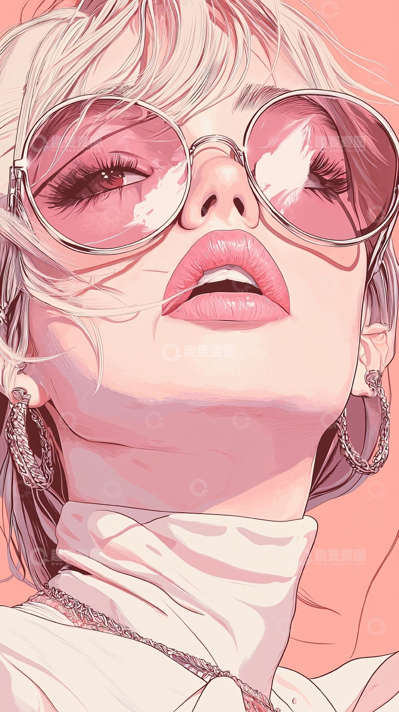 高清大图下载【趣麦麦图】粉色系时尚人物插画