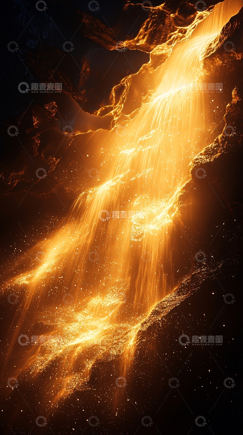 高清大图下载【趣麦麦图】金色瀑布夜景