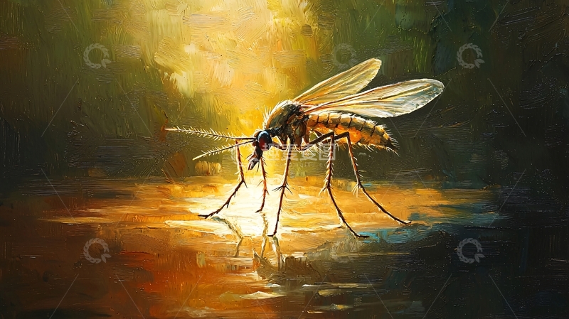 高清大图下载【趣麦麦图】夏日黄昏下的蚊子