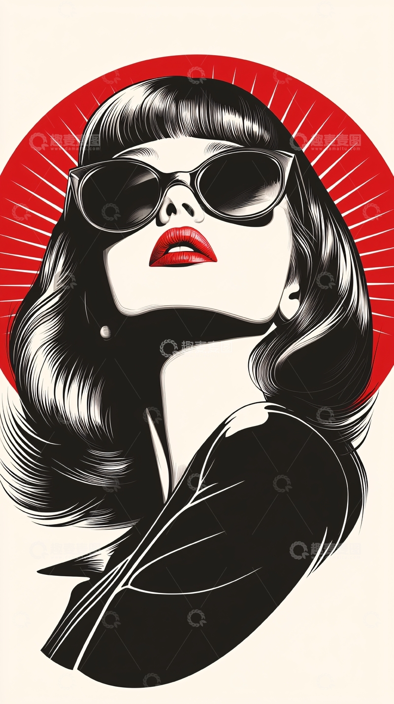 高清大图下载【趣麦麦图】复古风格时尚女性插画