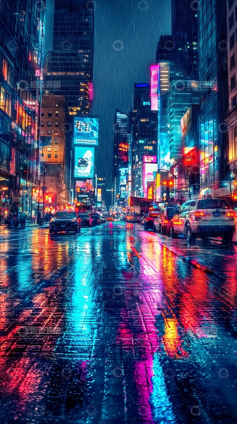 高清大图下载【趣麦麦图】夜色霓虹城市