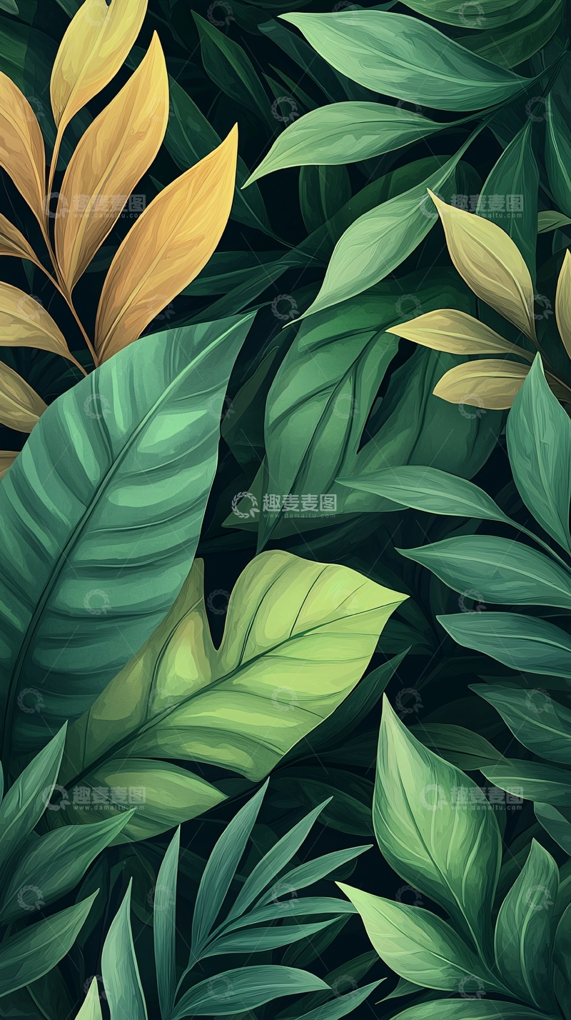 高清大图下载【趣麦麦图】热带植物叶子背景图