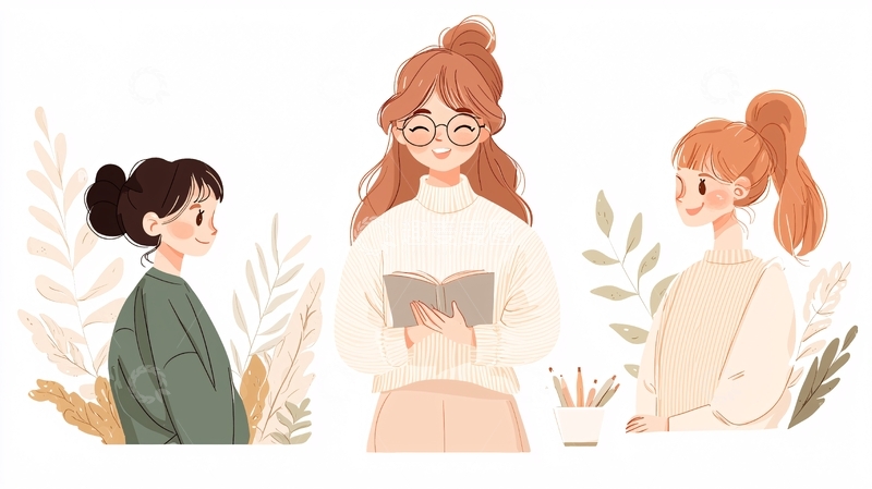 高清大图下载【趣麦麦图】温馨家庭教育插画素材