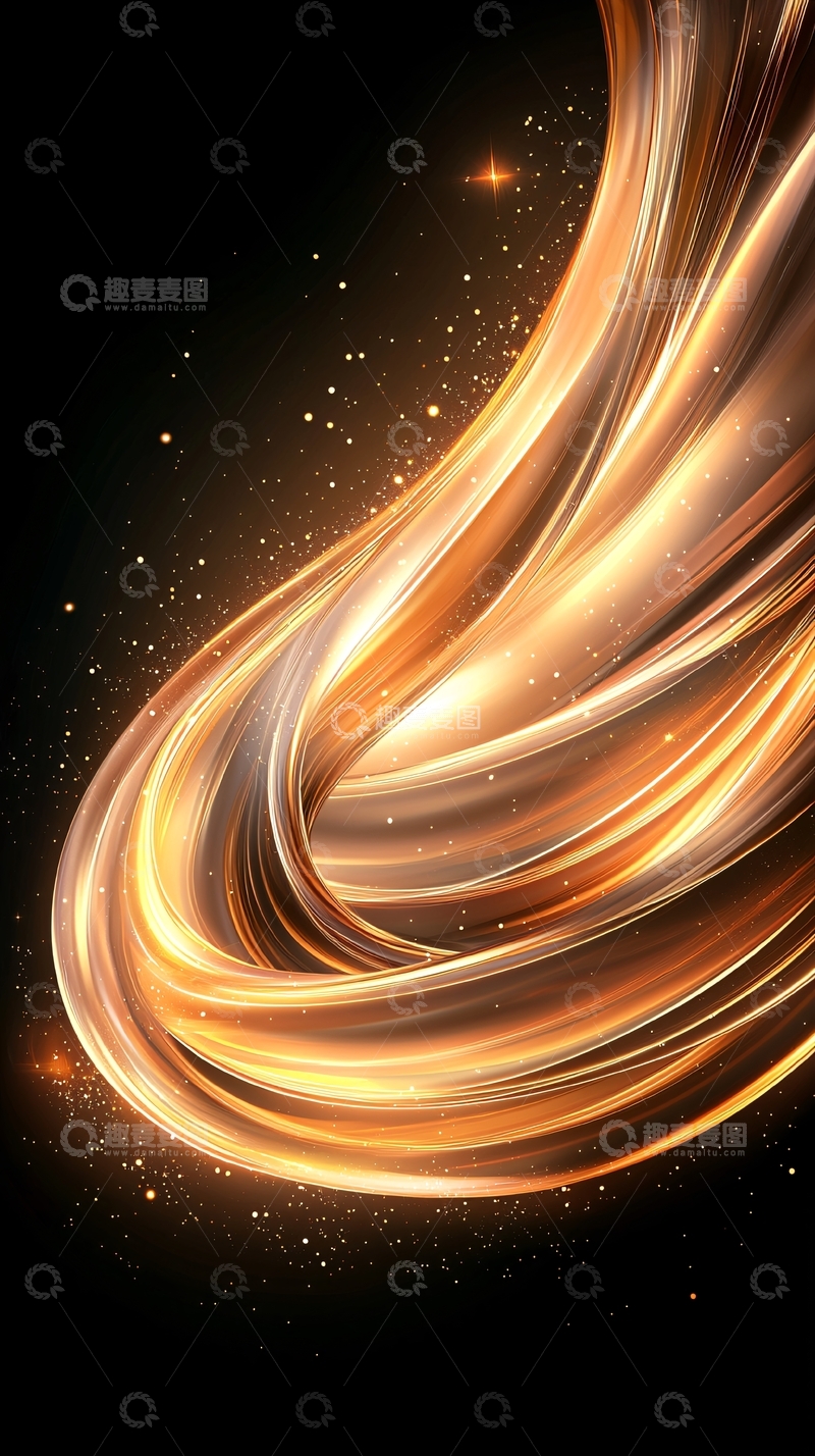 高清大图下载【趣麦麦图】金色光带动态背景素材