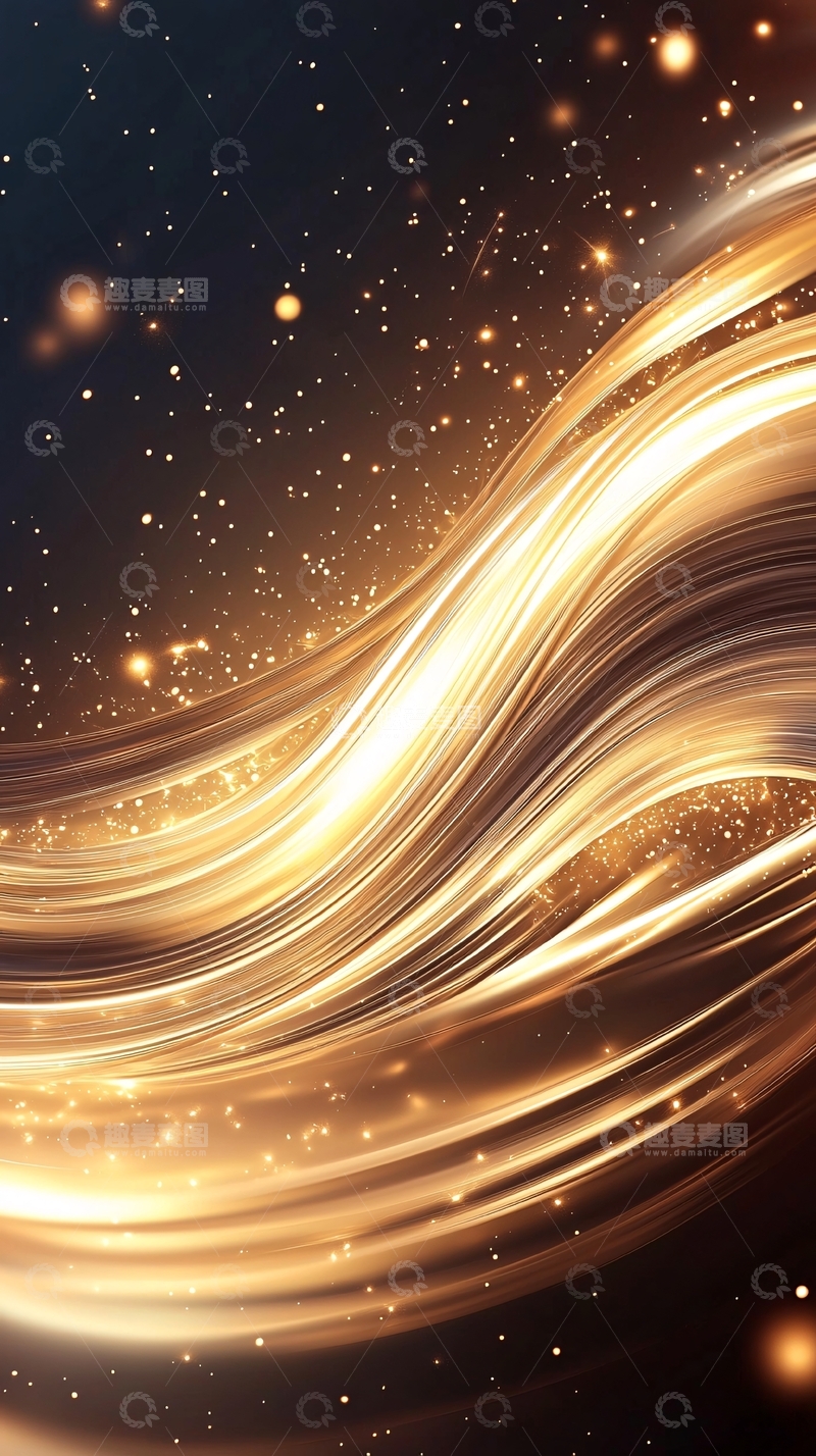 高清大图下载【趣麦麦图】金色波浪光效背景素材