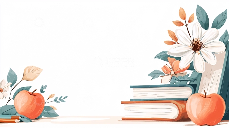 高清大图下载【趣麦麦图】秋日书桌与果实插画