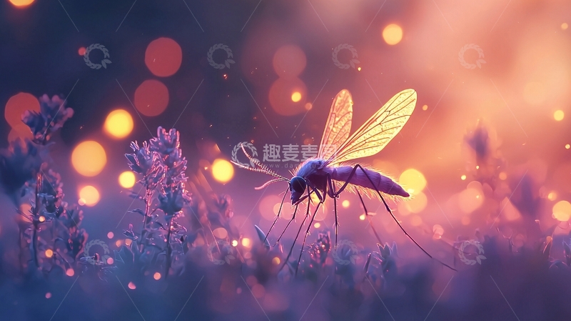 高清大图下载【趣麦麦图】夏日黄昏中的蚊子