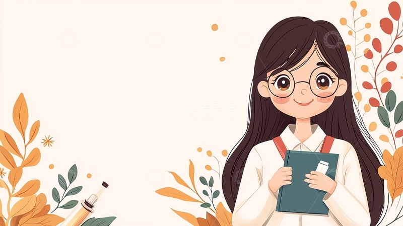 高清大图下载【趣麦麦图】秋日校园女孩插画素材