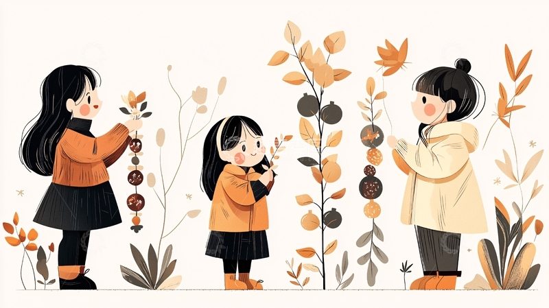 高清大图下载【趣麦麦图】秋日手作挂饰插画素材