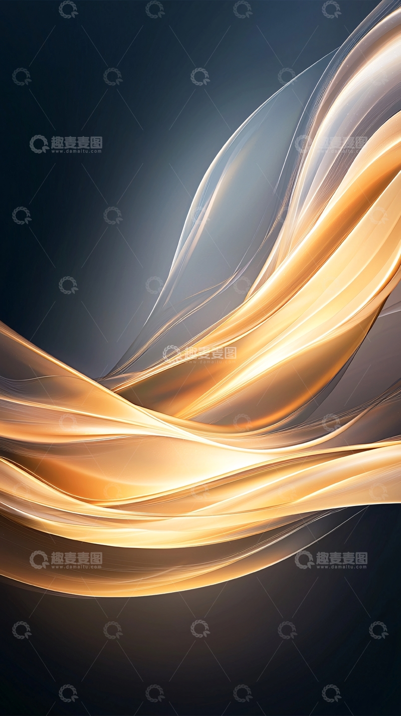 高清大图下载【趣麦麦图】金色流动线条抽象艺术背景