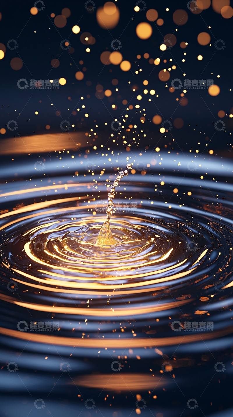 高清大图下载【趣麦麦图】水滴激起的涟漪与光斑