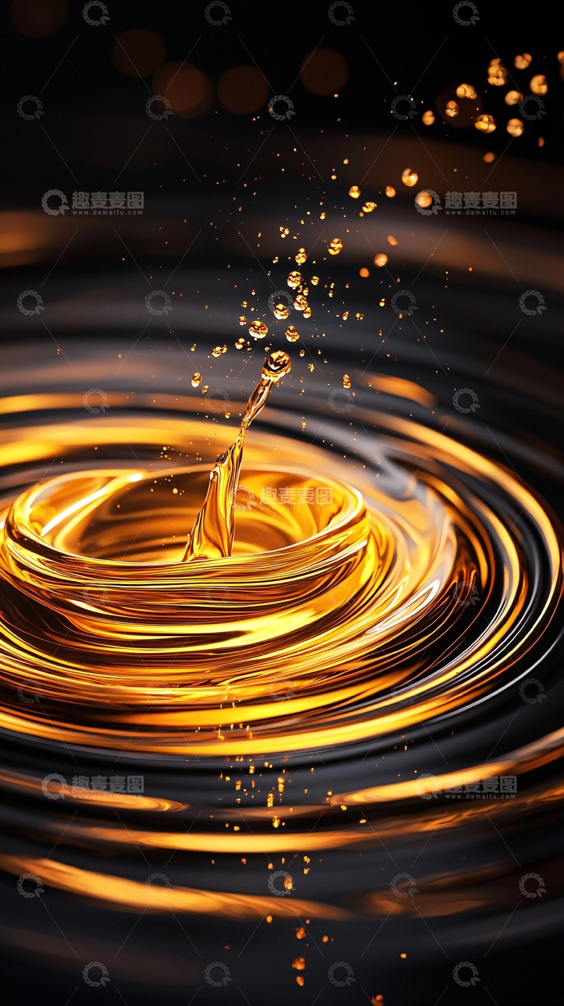 高清大图下载【趣麦麦图】金色水滴溅起的涟漪