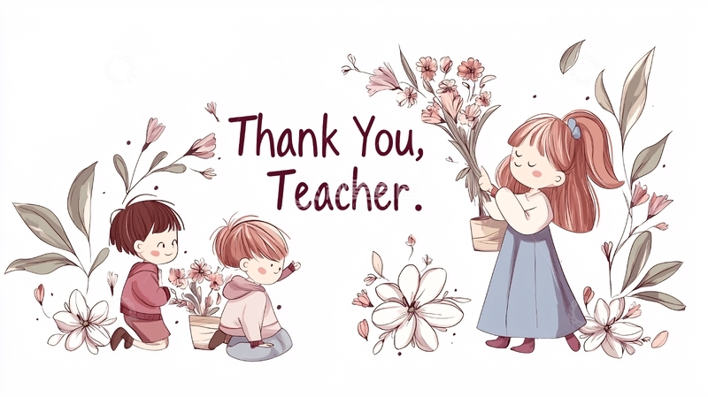 高清大图下载【趣麦麦图】感谢老师插画素材