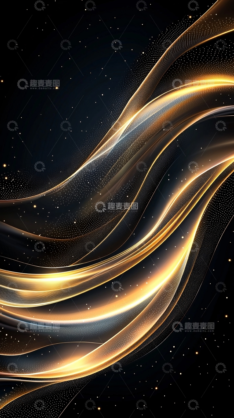 高清大图下载【趣麦麦图】金色波浪星空背景素材