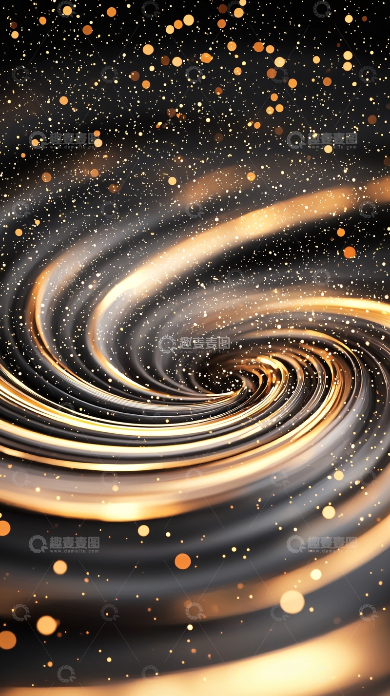 高清大图下载【趣麦麦图】金色漩涡星空背景