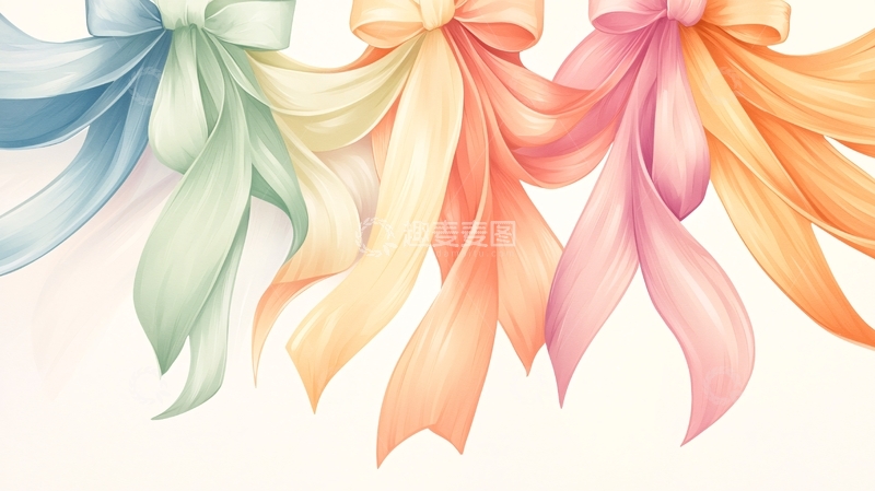 高清大图下载【趣麦麦图】彩色蝴蝶结装饰背景图