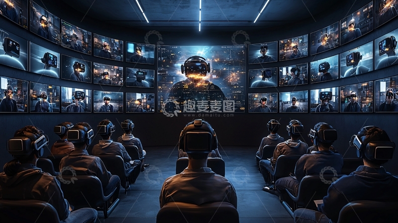 高清大图下载【趣麦麦图】未来教育中的虚拟课堂场景