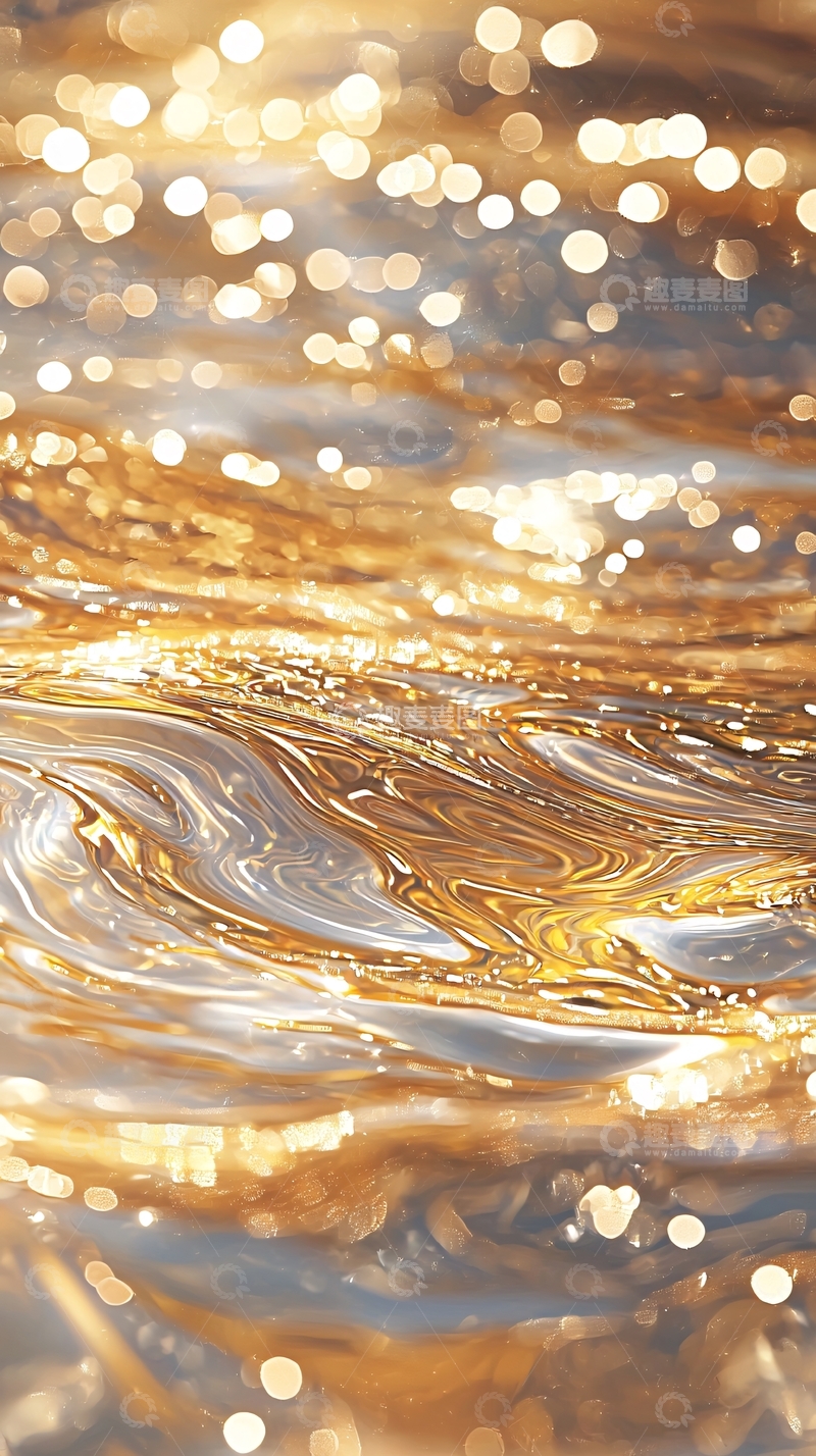 高清大图下载【趣麦麦图】金色波光粼粼的水流动态背景