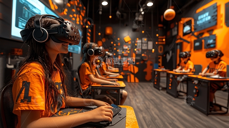 高清大图下载【趣麦麦图】未来教育中的虚拟课堂场景