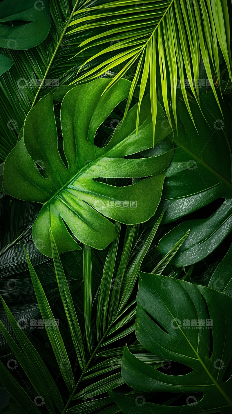 高清大图下载【趣麦麦图】热带植物叶子背景图