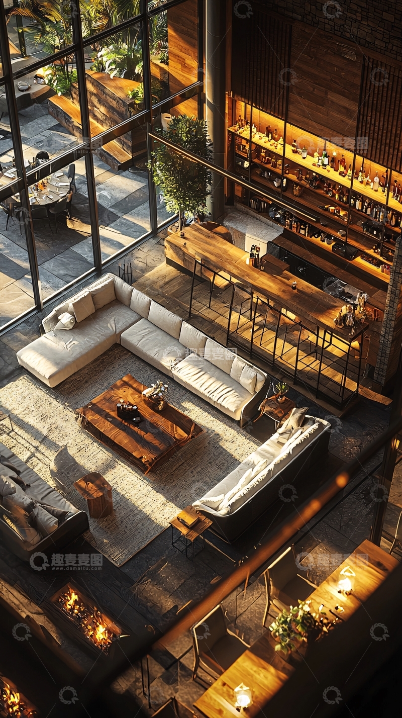 高清大图下载【趣麦麦图】咖啡馆中庭书店