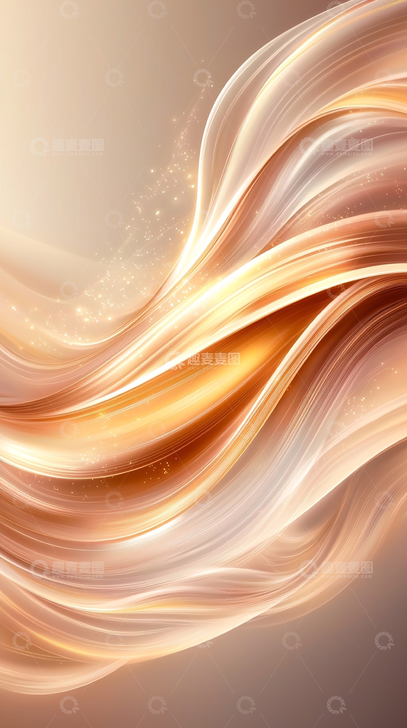 高清大图下载【趣麦麦图】金色流动线条抽象背景