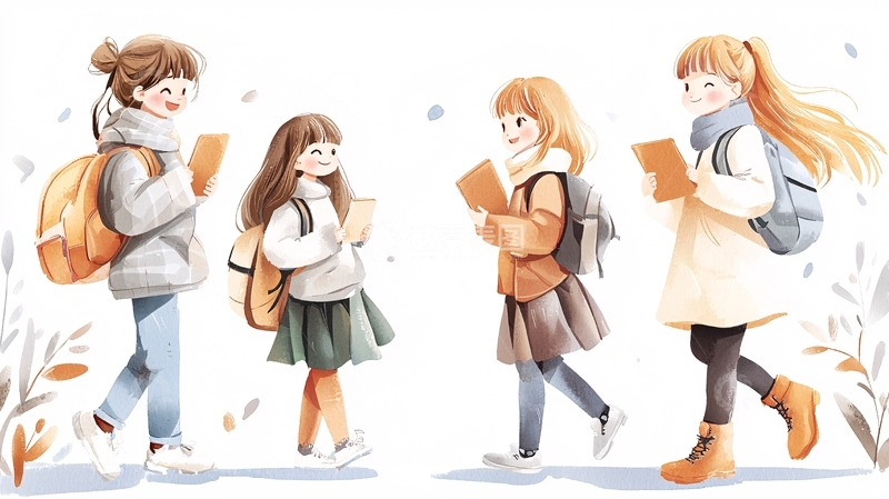 高清大图下载【趣麦麦图】校园生活插画素材